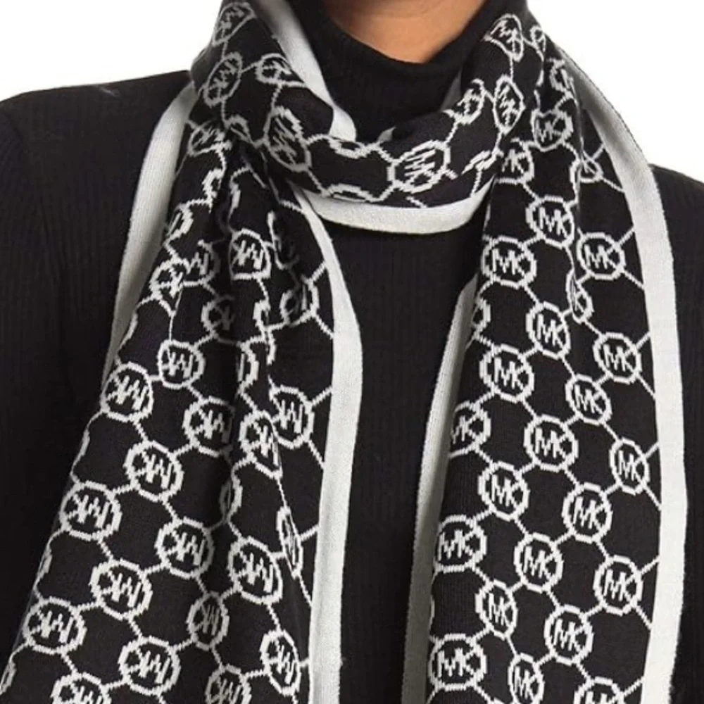Michael Kors Black and White Monogram Scarf